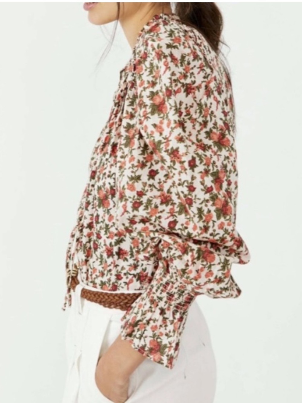 Free People Floral Puff-Sleeve Blouse medium - Picture 5 of 11